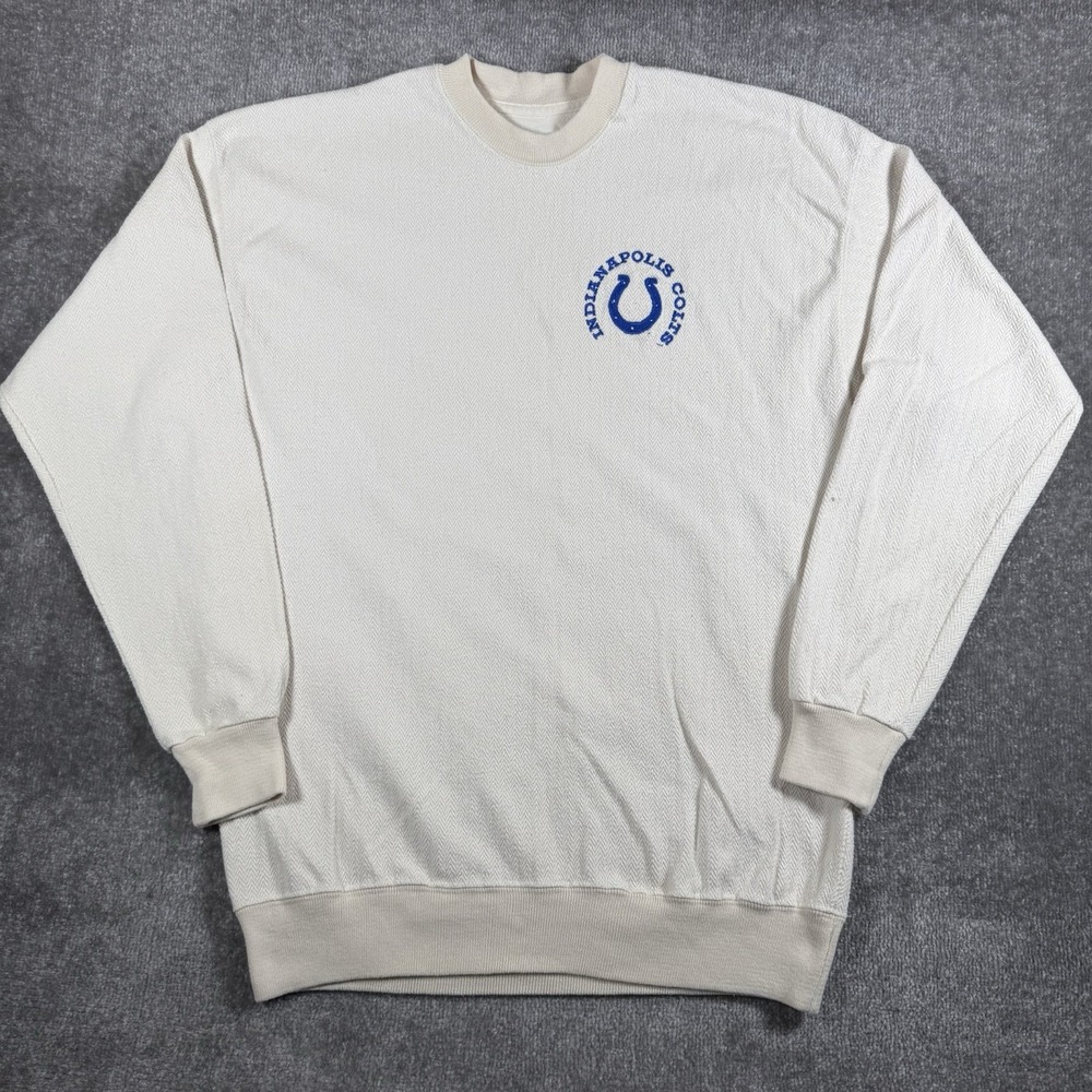 Vintage Legends Athletic Sweatshirt Mens XL Cream Herringbone Indianapolis Colts